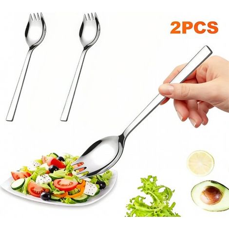 Tenedor y cuchara de acero inoxidable aptos para lavavajillas, diseño duradero y creativo, ideal para picnics al aire libre, 19 cm, 2 piezas (1/5)