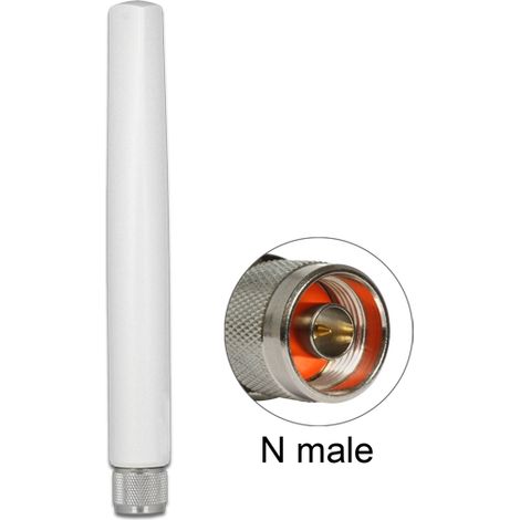Delock Antena LoRa 868 MHz macho N 2,09 dBi omnidireccional fija para exteriores blanca