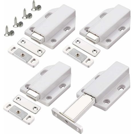 Push to Open 4 Pièces Push Open Poussoir Porte Placard Aimant Fermeture pour Armoire Tiroir Systeme Loquet Magnetique Verrou Poussoir Porte Amortisseur Pour La Porte de Placard (1/5)