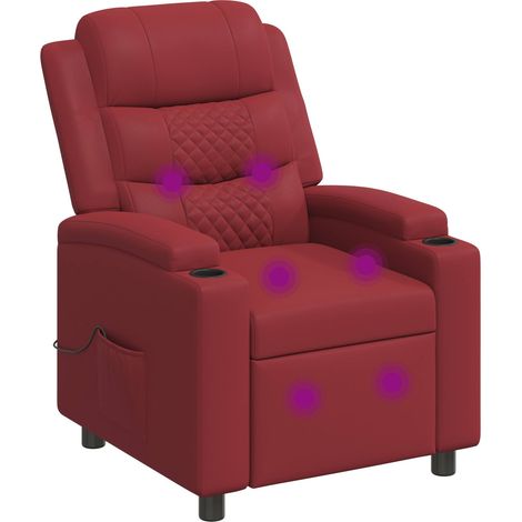 Massagesessel mit Liegefunktion Weinrot 75 x 93 x 98 cm Stoff vidaXL (1/5)