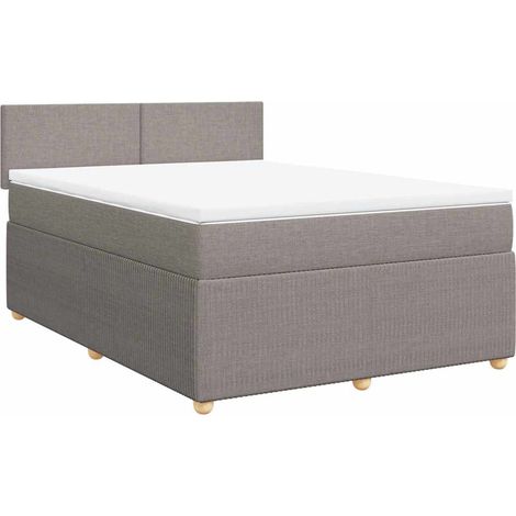 Sommier à lattes de lit avec matelas Taupe 160x200 cm Tissu vidaXL (1/5)