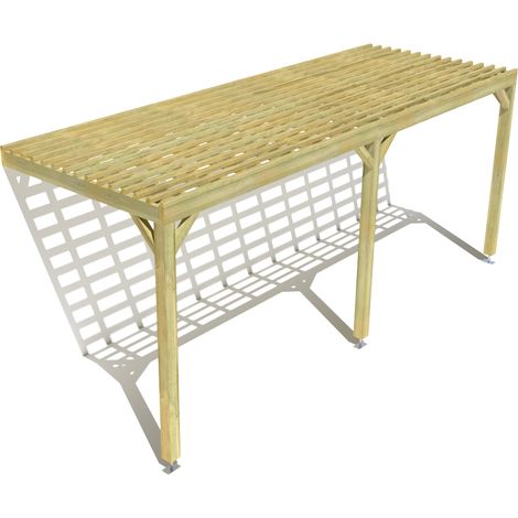 Pergola bois • 6m x 2m • adossée • sens profondeur • lattage bois • livraison comprise