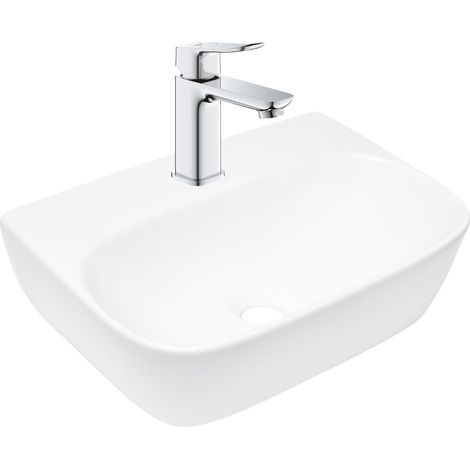 QUICKFIX DICE miscelatore lavabo misura S + lavabo sospeso Swiss Aqua Technologies 43x30x13 cm
