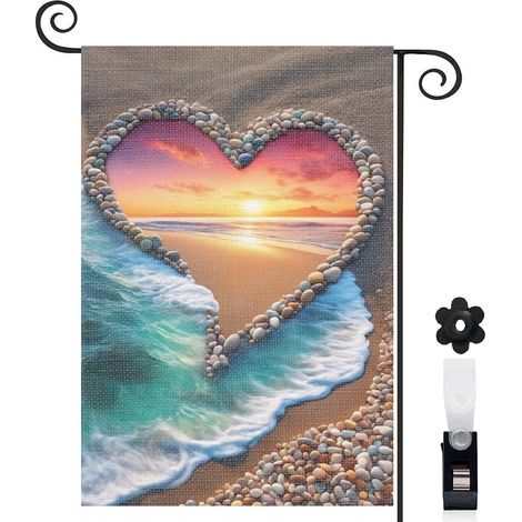Drapeau de jardin Bienvenue en lin lavable 45 x 30 cm vertical terrasse et balcon (1/5)