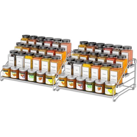 ZDDLOINP 4-stufiges Gewürzregal ohne Bohren, stapelbar, Grau - 2er Set (1/5)