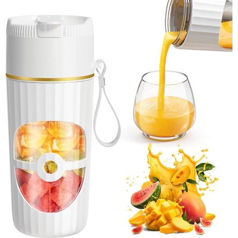 Petit mixeur portable de 400 ml, petit mixeur avec 10 lames en acier inoxydable, rechargeable par USB, mini mixeur pour shakes, jus de fruits, smoothies à la maison, le sport, l'extérieur, les (1/5)