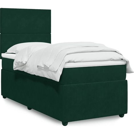 Boxspringbett mit Matratze Dunkelgrün 90x200 cm Samt (1/5)