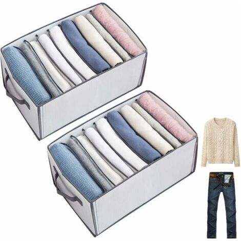 2 pieces Closet Drawer Organizer Clothes Storage Box Foldable Reinforced Stackable Closet Organizer Box for Pants, Jeans, T-shirts, Underwear