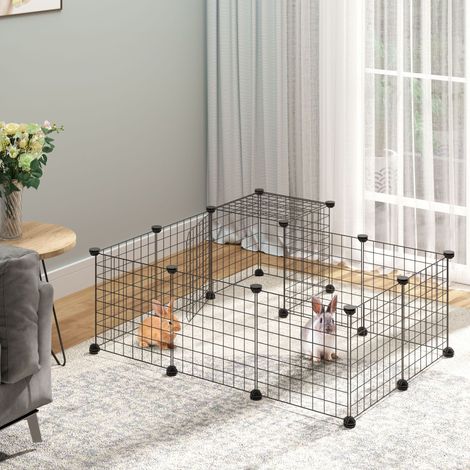 Enclos pour petits animaux parc pour chiot clôture pour animaux domestiques modulable DIY105 x 105 x 70 centimètres noir