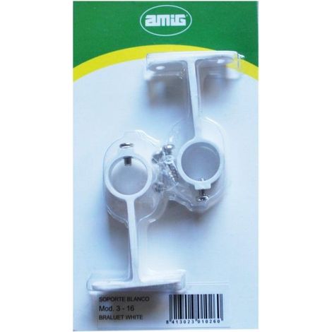 FPLUS amig soporte 3-16 blanco blist. 2 uds , Soporte central de aluminio para tubos                                          de armario mod.2

Caracaterísticas:
Medida:	Ø16 x 60 m