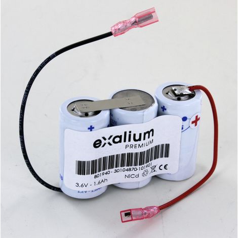 Batterie Ni-Cd 3,6V 1.6Ah 3VTCs-CC +Fils + cosses BAES SAFT (801940)