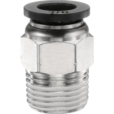 Raccord Rapide À Pousser 3/8" Tube OD x 3/8" NPT Thread Male Union Droit Raccord Cuivre Connexion Rapide Pneumatique Pour Semi Truck Trailers Système De Freinage À Air, Noir (1/5)