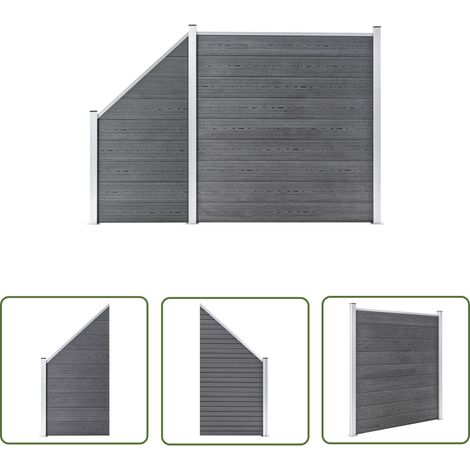 The Living Store WPC Zaun-Set 1 Quadrat + 1 Schräge 273x186 cm Grau - Holz-Zaun - WPC-Zaun - Gartenzaun - Privacy Screen - Sicherheitszaun (1/5)