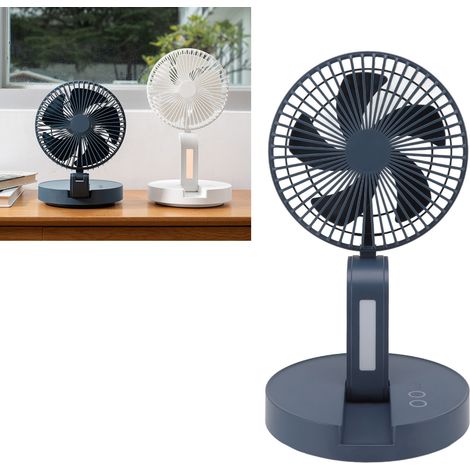 Ventilateur oscillant de bureau, ventilateur pliable, ventilateur mural, rechargeable par USB, bleu. (1/5)