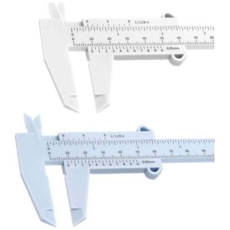 Ulisem Plastic Vernier Caliper 6 Inch 150mm, Double Scale, Measuring Tool, for Woodworking, Students, Jewelry Measuring, etc. (white and blue) (1/4)