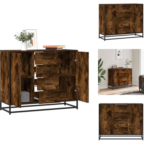 Sideboard Räuchereiche 92x35x76 cm Holzwerkstoff - Sideboard - Sideboards - Buffetschrank - Schrank (1/5)