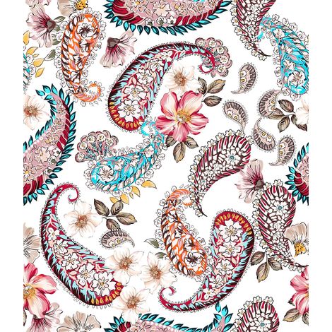 Tela decorativa Oxford para exteriores - Estampado oriental sobre fondo blanco I DR184 (1/5)