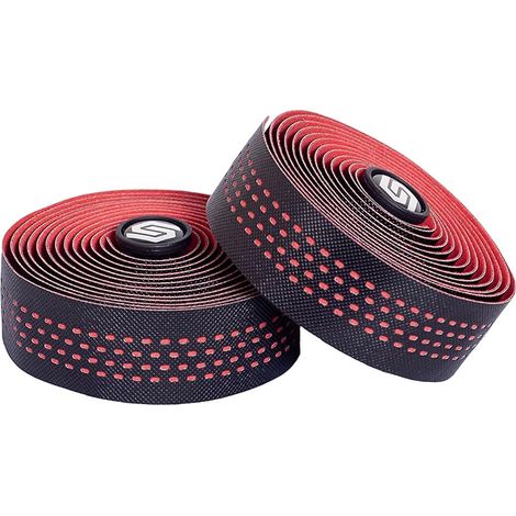Guidoline souple pour vélo de route, anti-vibrations et antidérapante, noire et rouge. (1/4)