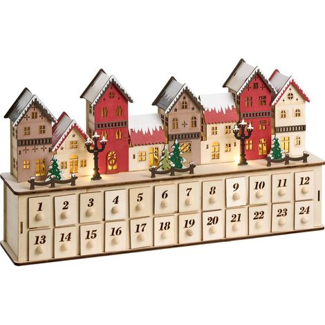 Christmas Decoration LED VISTERFLO Advent Calendar 24 cm Light Brown (1/5)