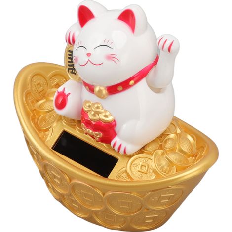 Ornement chat porte-bonheur à énergie solaire, symbole de richesse et de bienvenue, statue de chat fortuné agitant la main, pour la décoration de la maison ou du tableau de bord de la voiture, MLY2302