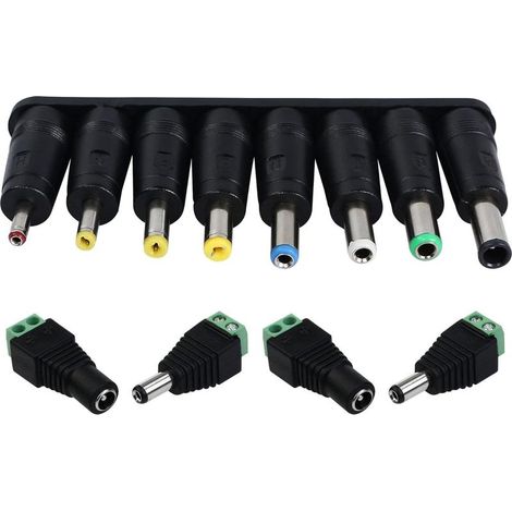 8 Types Adaptateur d'alimentation DC 5,5 x 2,1 mm Connecteur Universel CC Plugs Femelle à Mâle Adaptateur,Barrel Jack Connecteur avec 2 Paires DC Connecteur d'alimentation Mâle et Femelle (1/5)