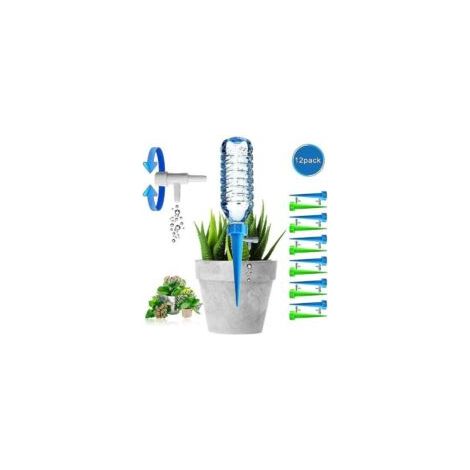 Tropfbewässerungsflasche, automatischer Pflanzensprinkler, Tropfbewässerung mit Steuerventil für Garten, Haus, Innen- und Außenbereich (12-teilig) - Crezuo