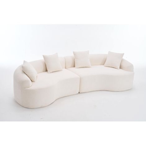 Divano modulare curvo in ciniglia bianco 4 posti 275 x 115 x 63 cm (1/5)