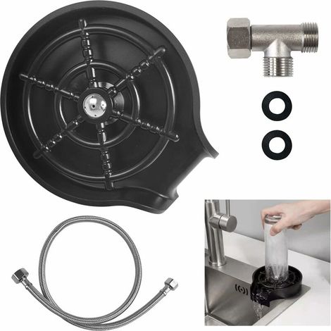 Comptoir Lave Verre Evier, Rinceur Rapide, Rince Evier, Laveuse Automatique Tasses, avec Jet Rotatif à 360°, 35  15 cm (1/5)
