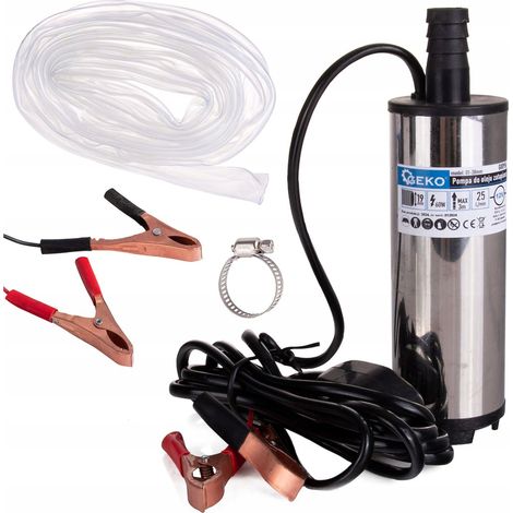 Pompa sommergibile per olio GEKO 12V 52mm 25L/min + tubo flessibile da 3m