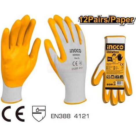 Guanti in Nitrile da lavoro INGCO sicurezza protezione antiscivolo – 12 pz – mis. L (1/3)