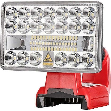 Lampe de travail LED portable 18 W 2000 lm pour batterie Milwaukee, projecteur LED rechargeable sans fil avec port USB (1/5)