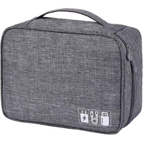 Étui de Transport de Câble Étanche en Tissu Polyester Compartiments Séparés et Rembourrés pour Powerbanks et Écouteurs, pour Voyage et Tourisme (1/5)