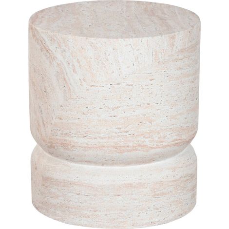 Table d'appoint effet travertin style néoclassique en fibre de verre - Travertin beige naturel (1/4)