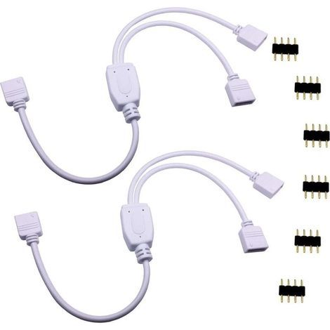2 Pièces Câble Diviseur LED RGB 1 vers 2 Séparateur Ruban 4 Broches Rallonge 30cm Blanc (1/4)