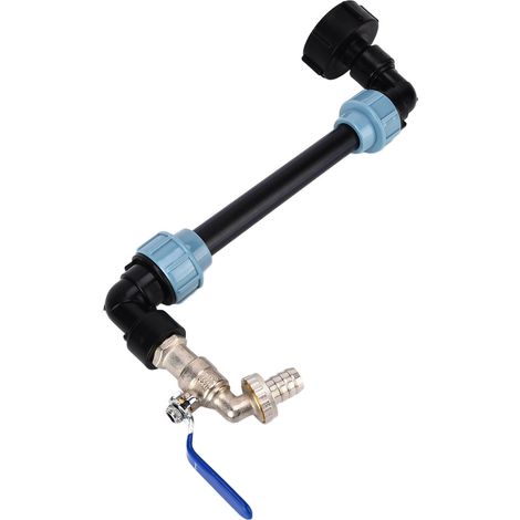 Adaptateur coude IBC filetage ABS laiton robinet coudé pour cuve bac chimique arrosage raccord canne 1 capuchon vis 2 connecteurs ruban (1/5)