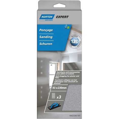 NORTON - Patins spécial plâtre 93x230mm grain 120 par 3 (1/3)