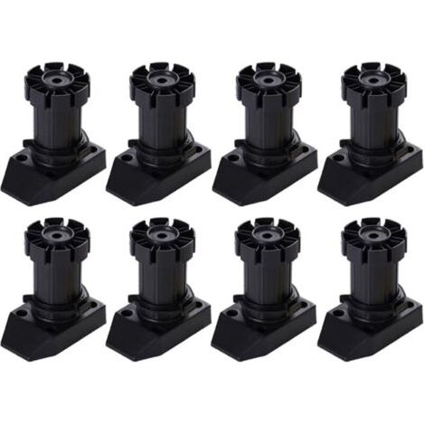 ALLIANDISLot de 8 pieds d'armoire, hauteur réglable de 50 à 70 mm, pieds réglables en plastique, pour armoires de cuisine et de salle de bain Noir (1/4)