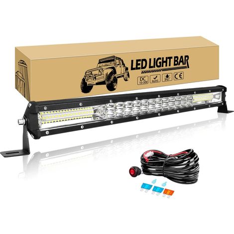 Barre LED 51cm 20'' 180W Rampe LED Slim 12V 24V IP67 Étanche Projecteur Feux Phare de Travail LEDs pour 4x4 Voiture Camion Tracteur Quad Avec Faisceau de Câbles (1/5)