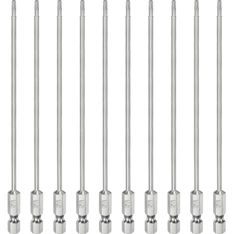 10Pcs T8 Embout Tournevis Torx 1/4" Hex Shank Longueur 6" (150mm) (1/5)