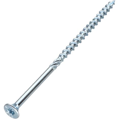 Vis charpente TEKOR Tête fraisée Cranté TORX T30 6X140 Filetée sur 80 Pointe antifendage type 17 Acier zingué