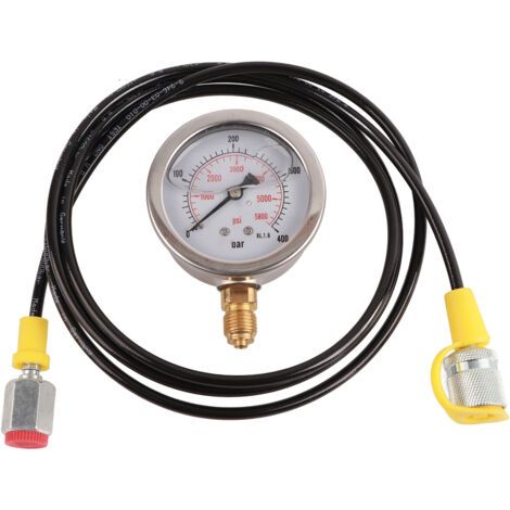 Raccord de test pour flexible hydraulique M162  BSP1/4 + 0400 bar, manomètre 6000 PSI, flexible de 1,5 m