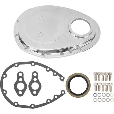Couvercle de chaîne de distribution, Kit de boulons de joint de moteur poli argent de remplacement pour SBC 283 327 305 350 383 400. (1/5)
