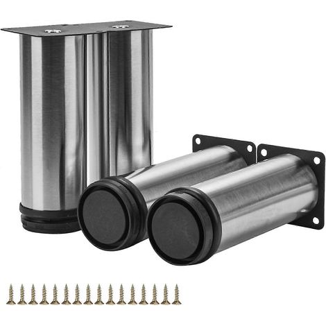 Pieds de meubles en métal de 20 cm (8 pouces), accessoires pour meubles en métal, lot de 4, pieds de rechange ronds en acier inoxydable, adaptés aux canapés, bancs, armoires, supports TV, etc. (1/5)