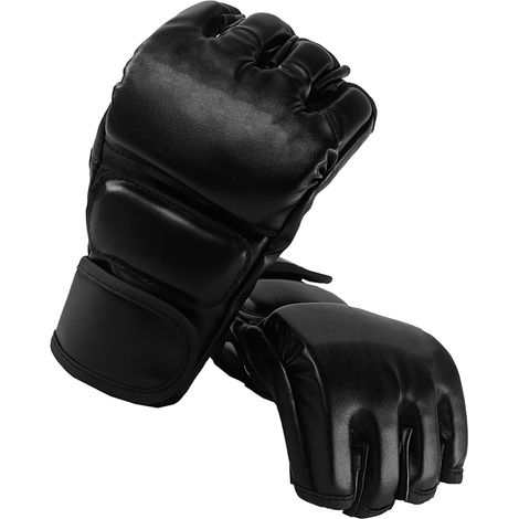 paire de gants de boxe à absorption des chocs, mi-doigts, pour l'entraînement au Sanda, Muay Thaï, MMA et fitness. (1/5)