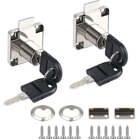 2 Pièces Serrure à Came avec Clé Différente Universelles Verrou à Came de 22 mm Argent Serrure Tiroir Bureau pour Meubles Porte Armoire Tiroir (1/4)