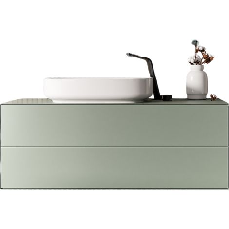 BERNSTEIN - Meuble sous vasque Vert jade mat de salle de bain 120x50x45cm (LxPxH) 2 tiroirs coulissants - MILOU120 (1/5)