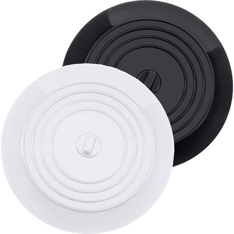 Bouchons pour Baignoire Silicone Bouchon evier de cuisine 15,3 CM de diamètre pour Les Cuisines, Salles de Bains et Blanchisseries Bouchon de Vidange(noir+blanc) (1/5)