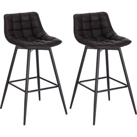 WOLTU 2X Taburete de Bar con Respaldo Paquete de 2 Marco de Metal Muebles Cocina Asiento de Cuero Sintético Taburete Alto Cocina Sillas Alta Bar Cocina Antracita