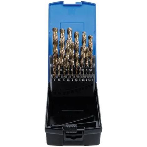 Juego de brocas espirales  HSS-G M35 acero al cobalto  1 - 13 mm  26 piezas