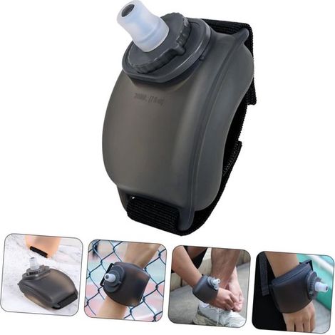 Borraccia sportiva da polso con tappo a vite e beccuccio, 200 ml. Design creativo a braccialetto. Prodotto portatile per le attività all'aperto, ideale per le mattine. (1/5)